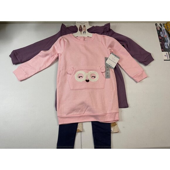 Koala Kids 4-Piece Girls 3T Set: Dress Purple, Leggings, Pink Tunic NWT - Picture 4 of 13